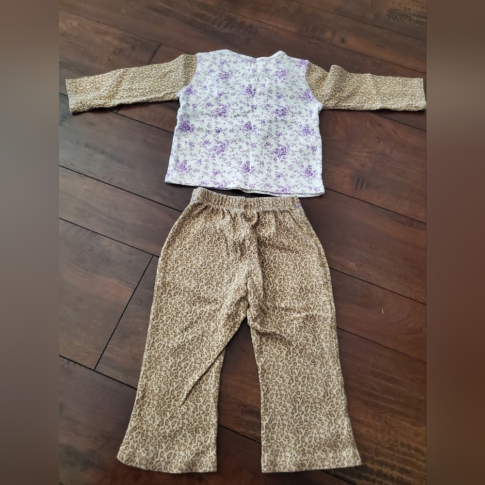 BABY GAP Toddler Purple Floral and Leopard Print Matching Set 18-24 Months - Picture 7 of 9
